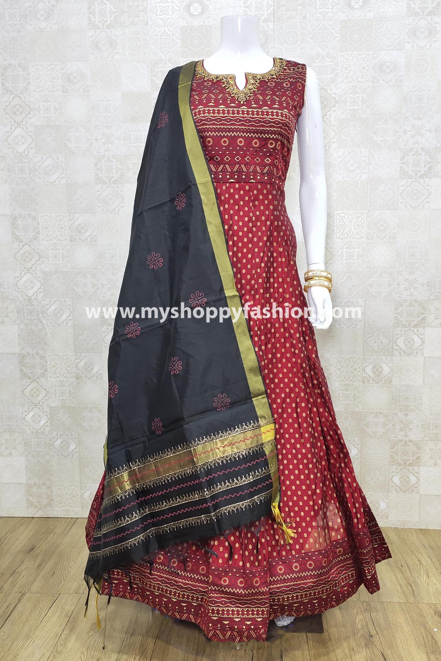 red gown with dupatta