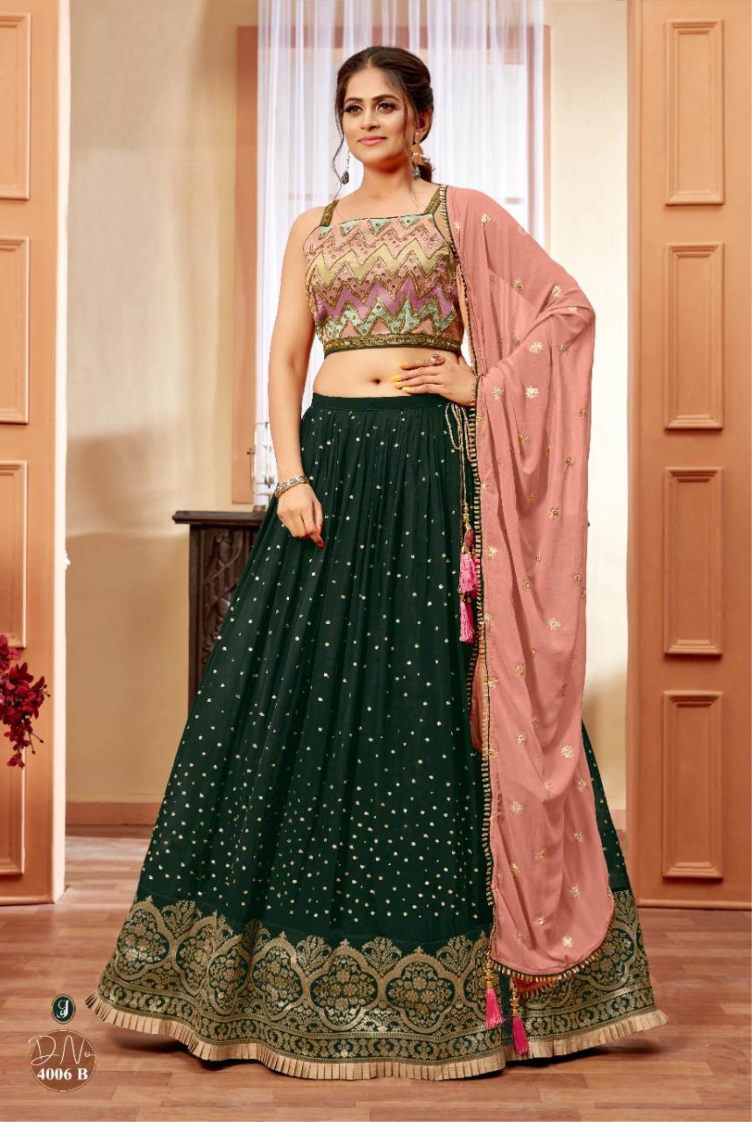 Pink and green combination bridal lehenga for wedding day | Indian dresses,  Indian bridal, Indian bridal wear