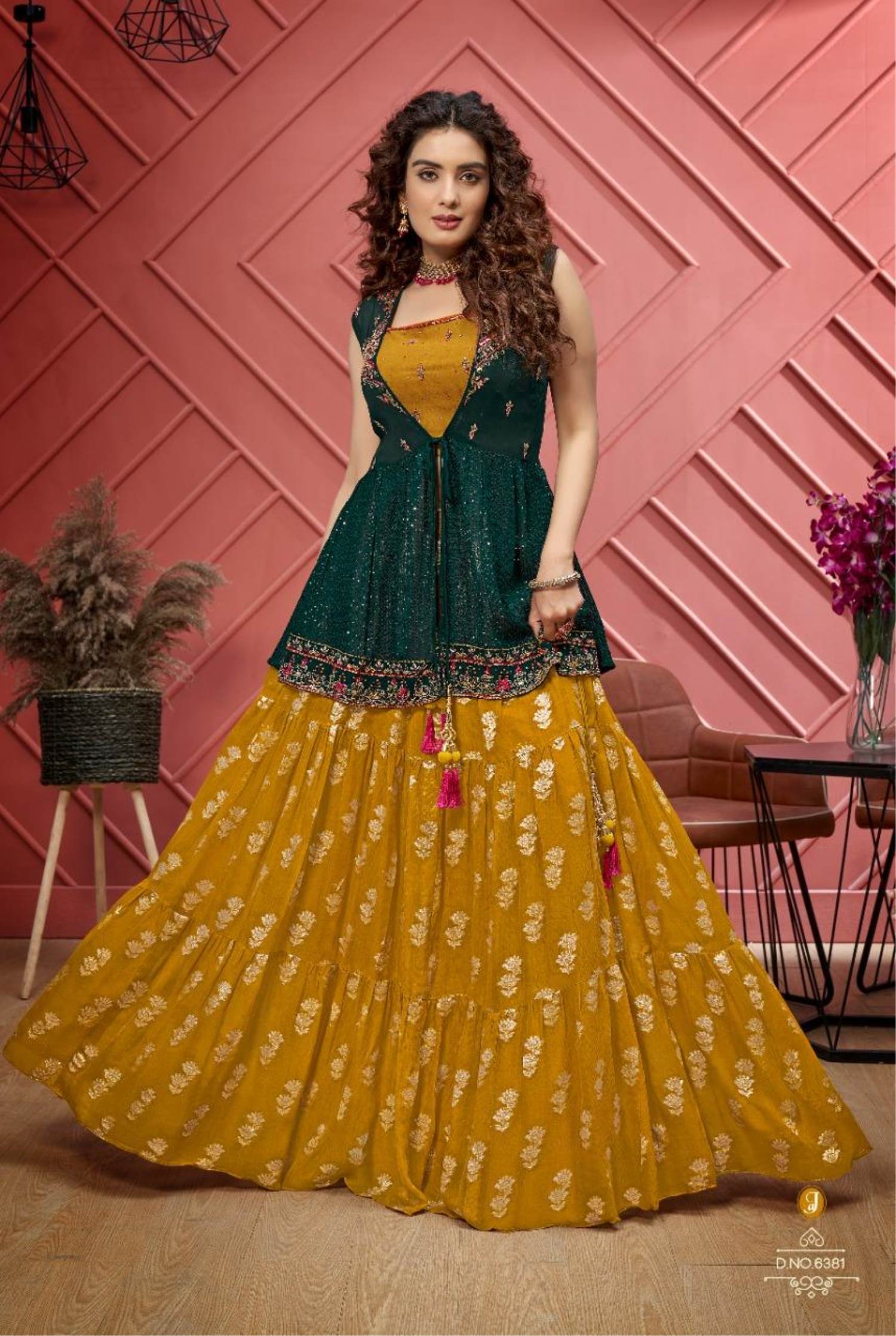 Buy Indian Bridal Lehenga Choli | Designer Wedding Lehengas Online UK:  Mustard and Dark Green