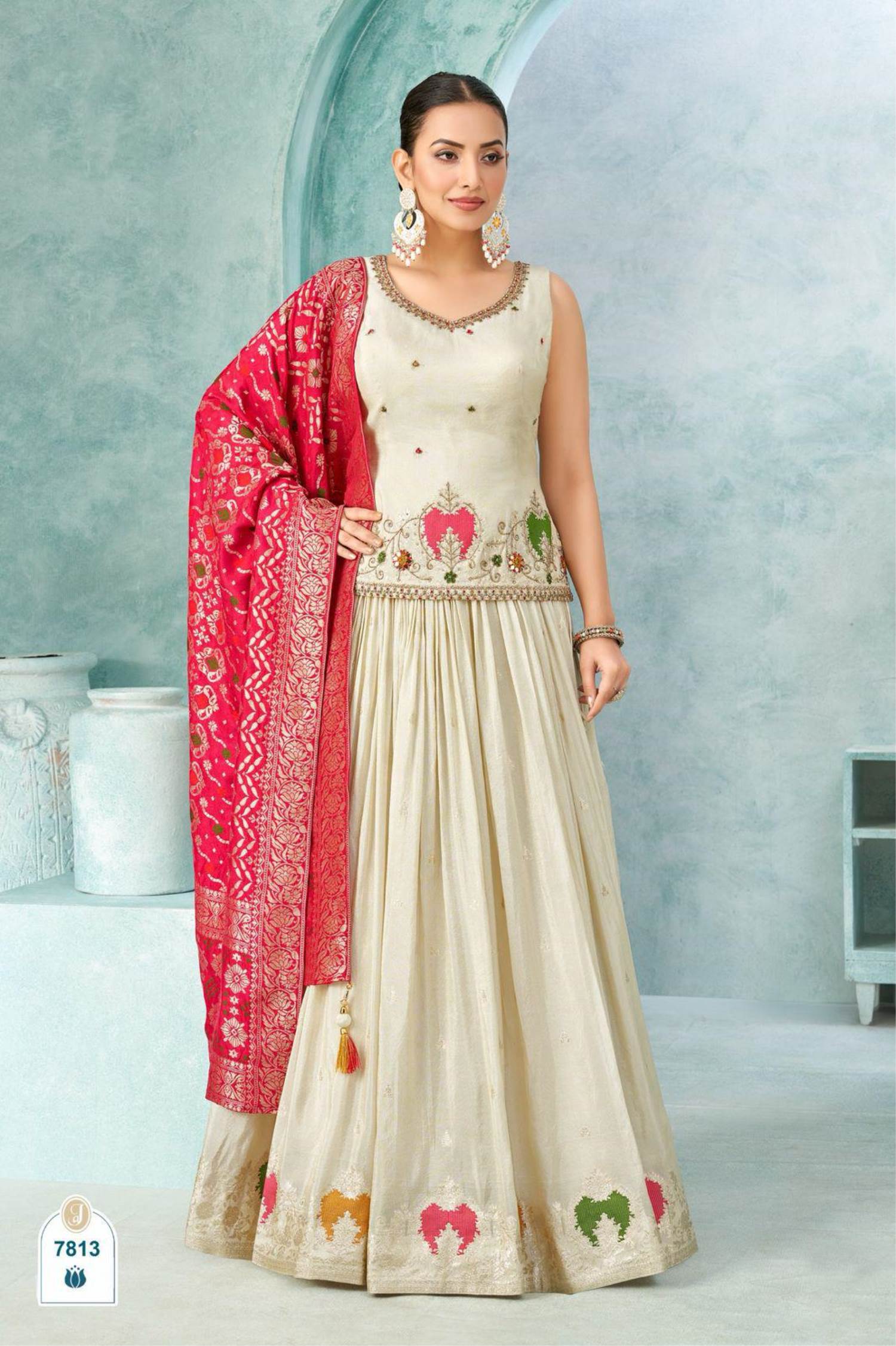 Designer Wedding Party Wear Heavy Lehenga Choli Collection Cream Net Lehenga Choli