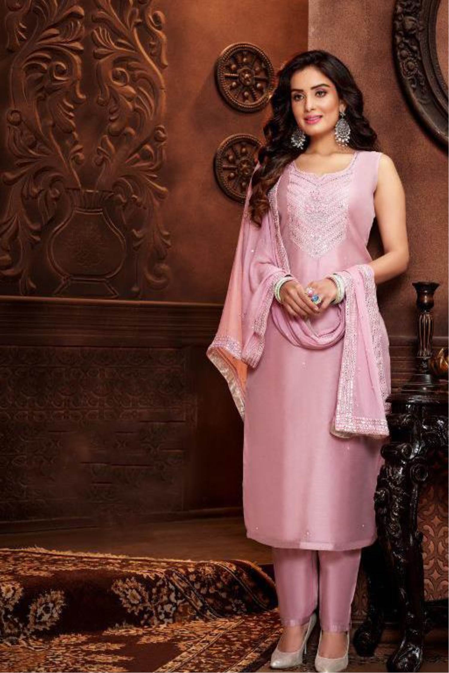 Salwar Suits : Peach cotton suit