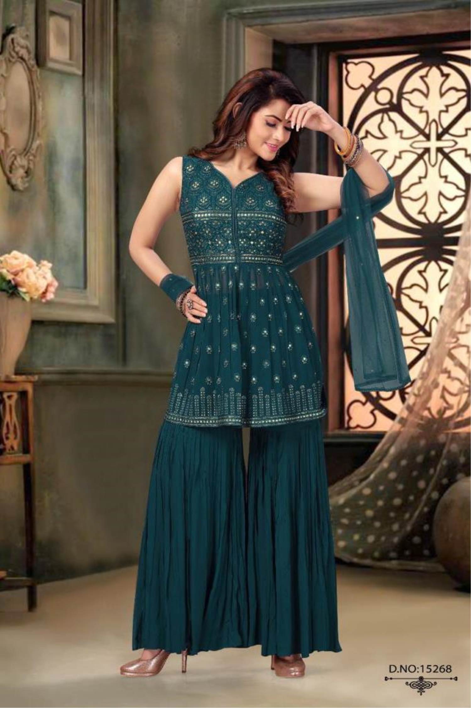 peacock blue color kurti