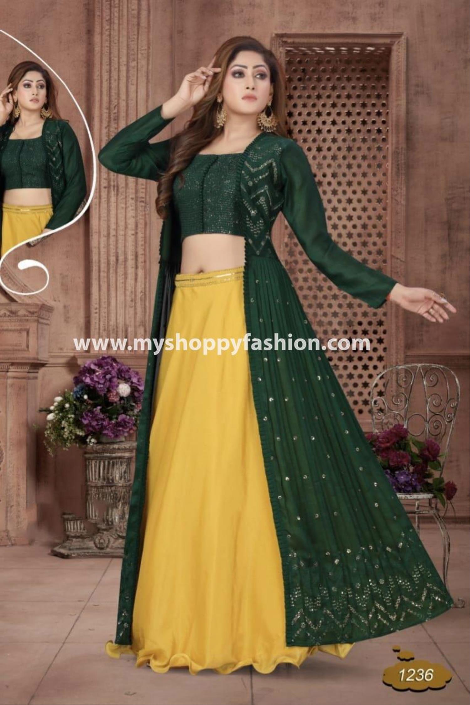 Blue Yellow Lehenga set – Shyam Narayan Prasad