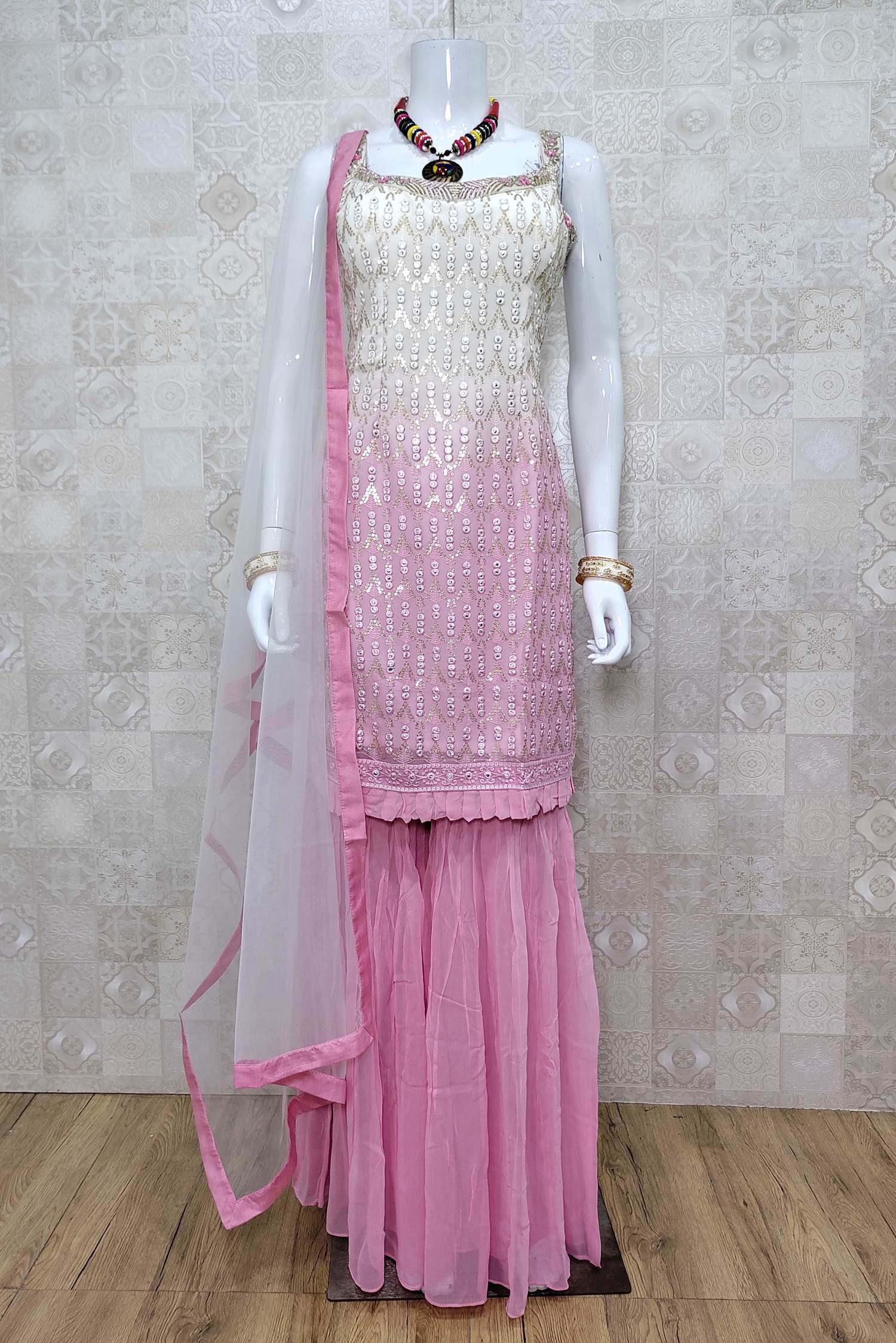 Rani Pink Sangeet Georgette Pakistani Salwar Suit - Hirpara House - 4075550