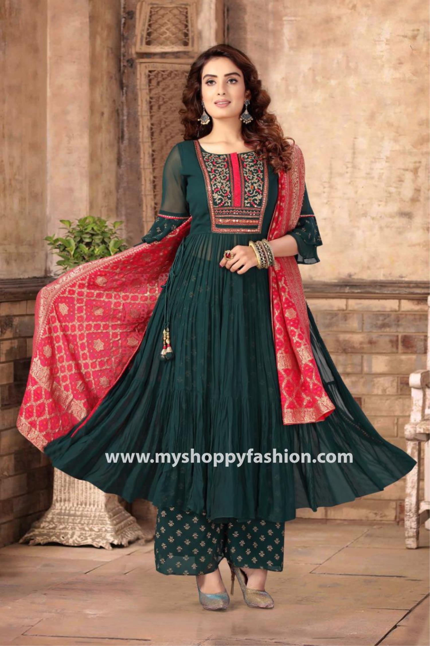 Blissful Green Colored Party Wear Unstitched Sarara Suit – fashionnaari