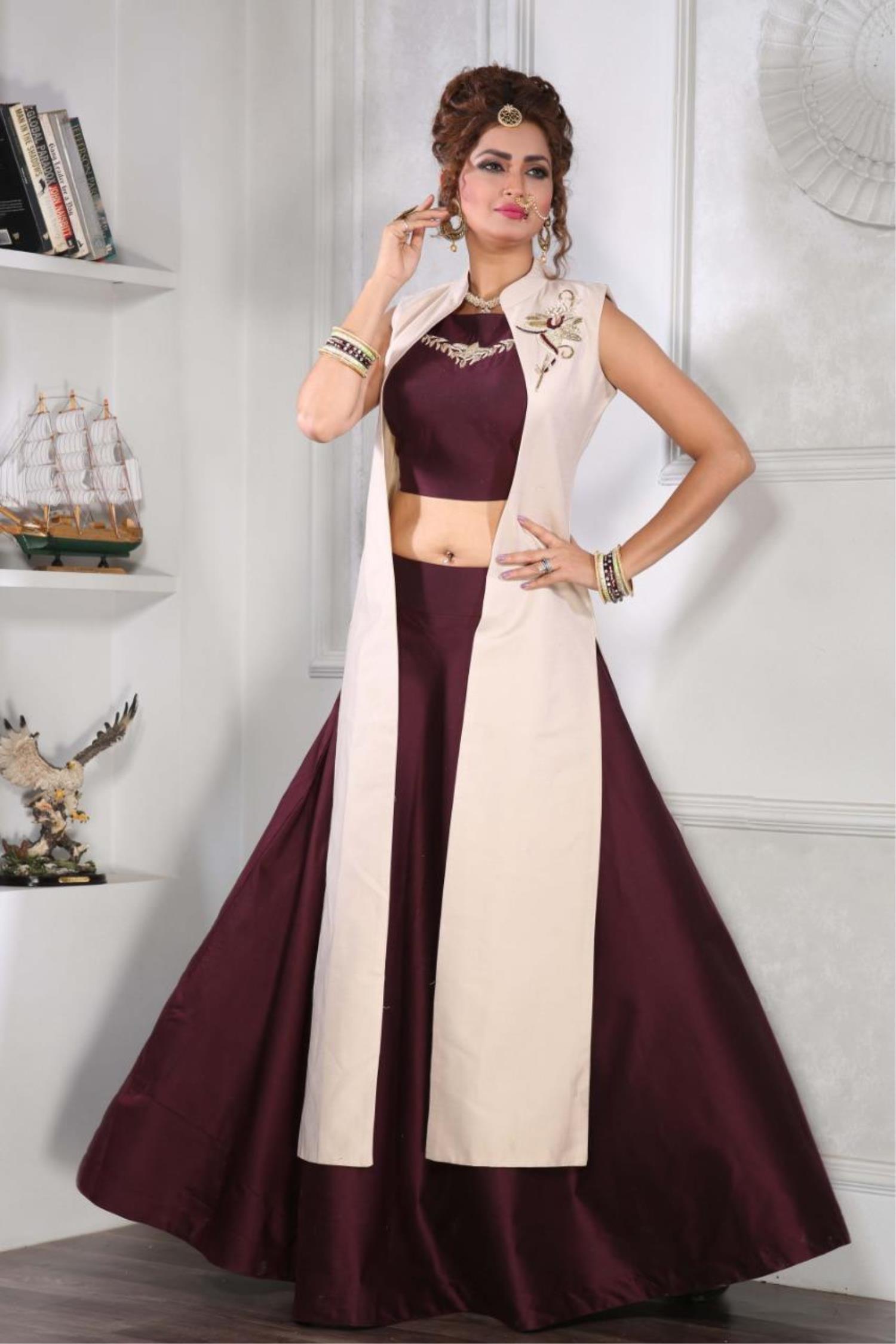 Wine Color Net Choli Suit... | Indian bridal fashion, Bridal lehenga red,  Lehnga designs