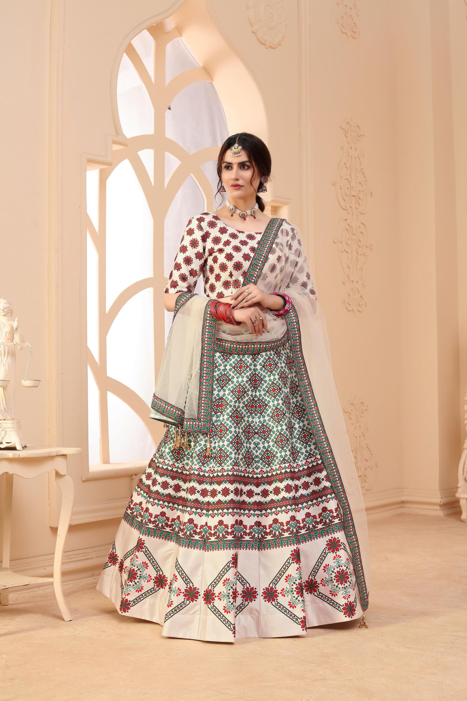 Cream Color Prointed Lehenga Choli MY SHOPPY LADIES WEAR