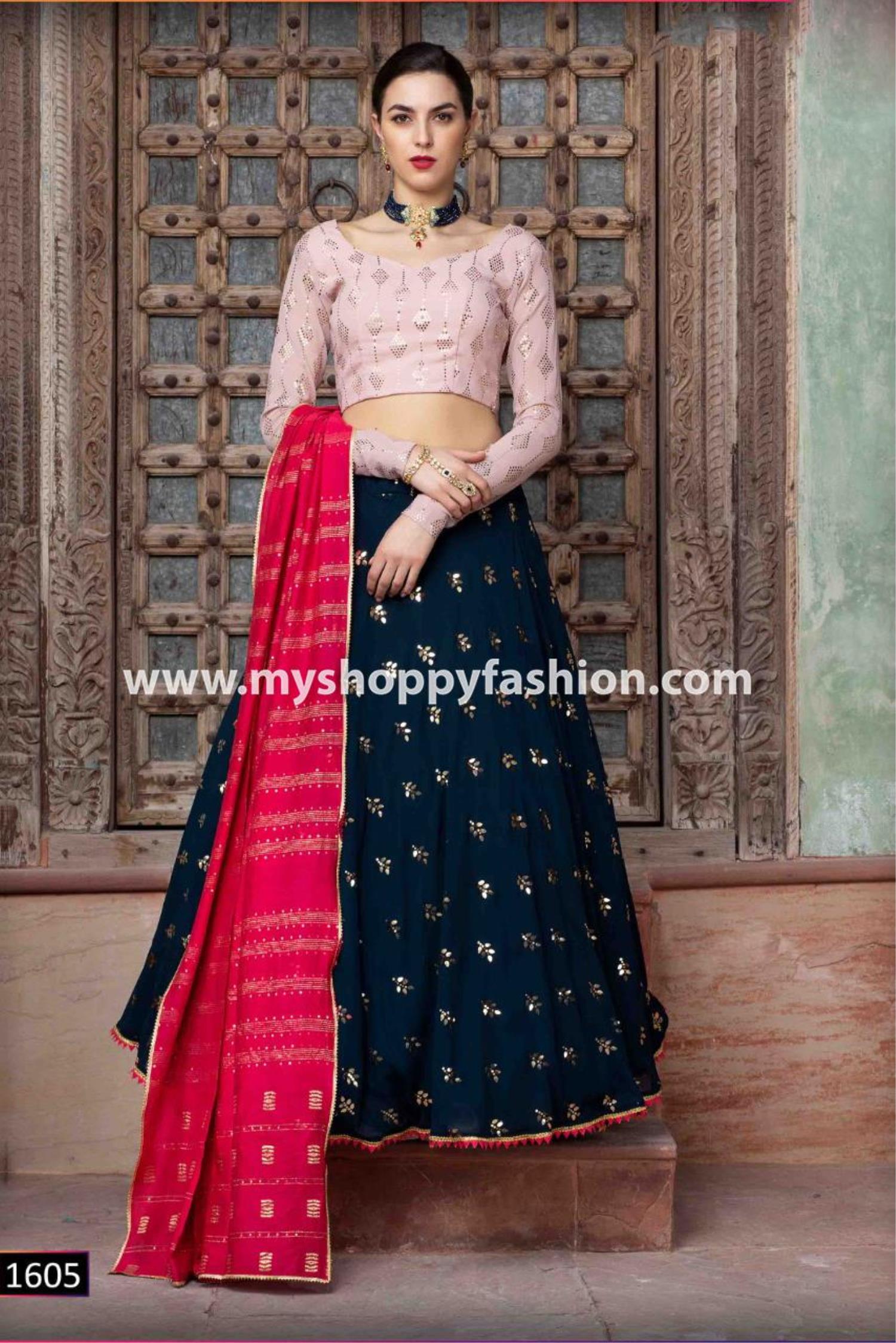Blue and Pink Kutchi Embroidered Navratri Chaniya Choli – Tulsiya