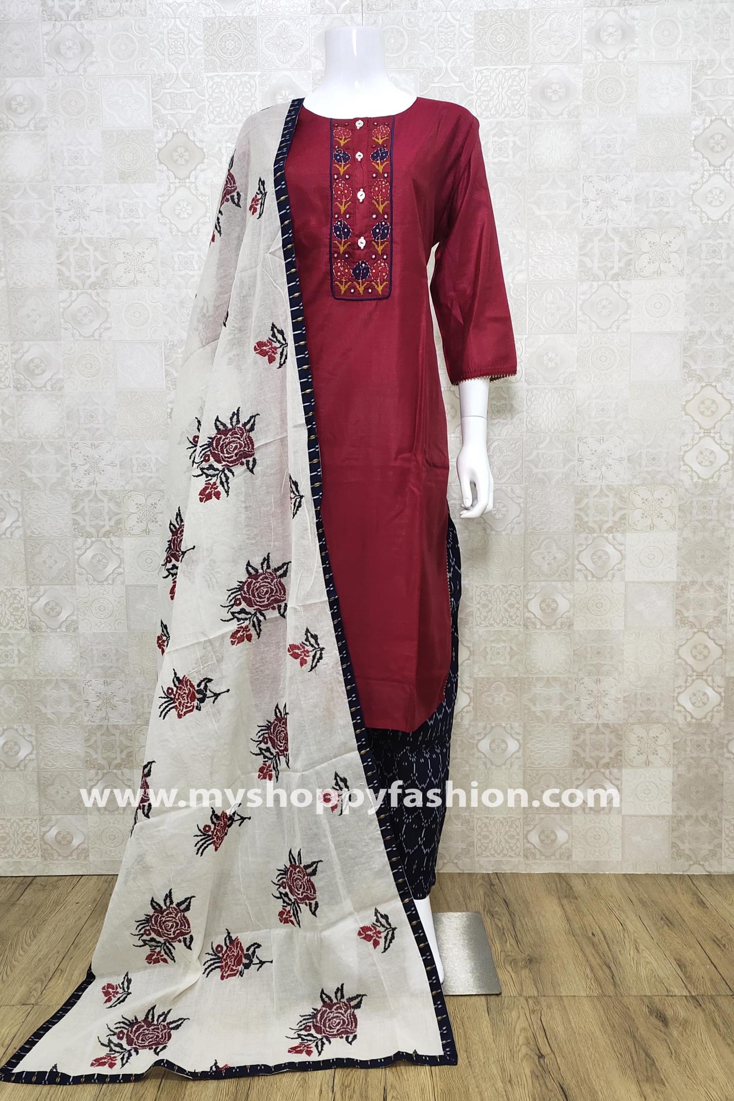 Grey Kurti Pant Set with Trouser, Ethnic Sets at SHREE