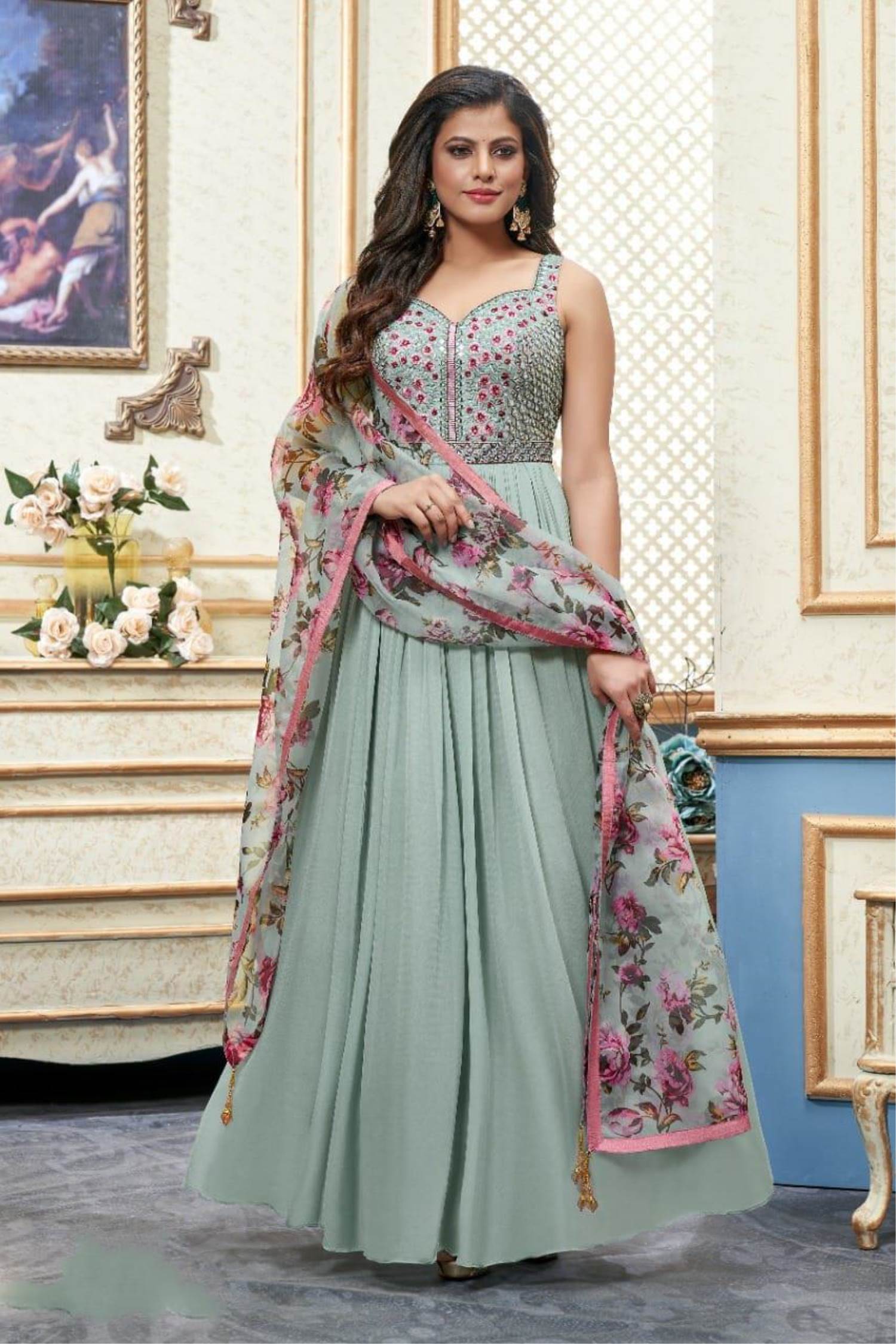 Green Ladies Readymade Gown at Rs 3000/piece in Surat | ID: 23494653455