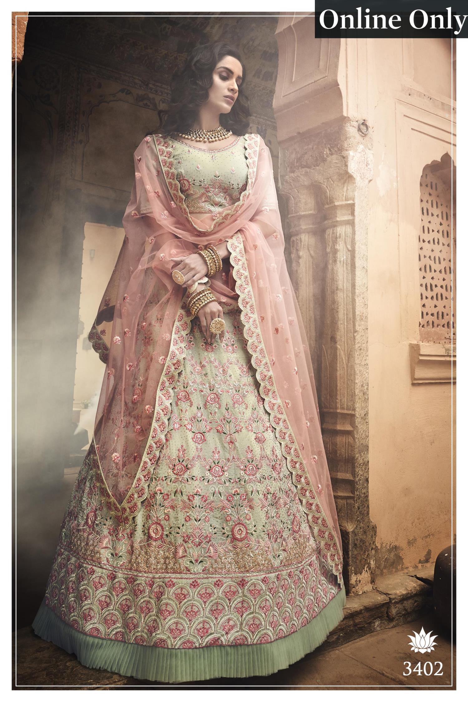 pista colour bridal lehenga