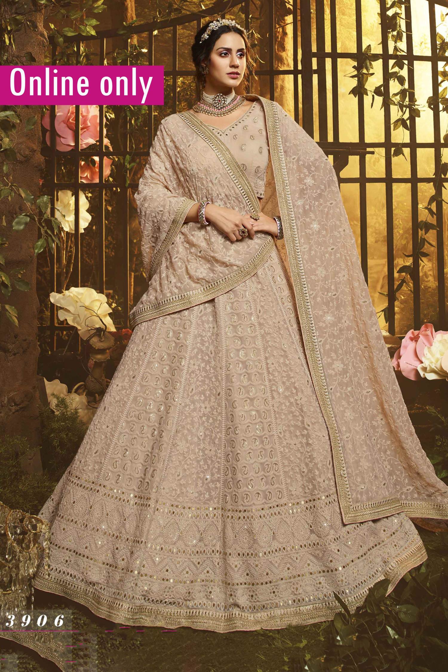 Light Brown Color Wedding Collection Semi Stiched Lehenga Choli MY