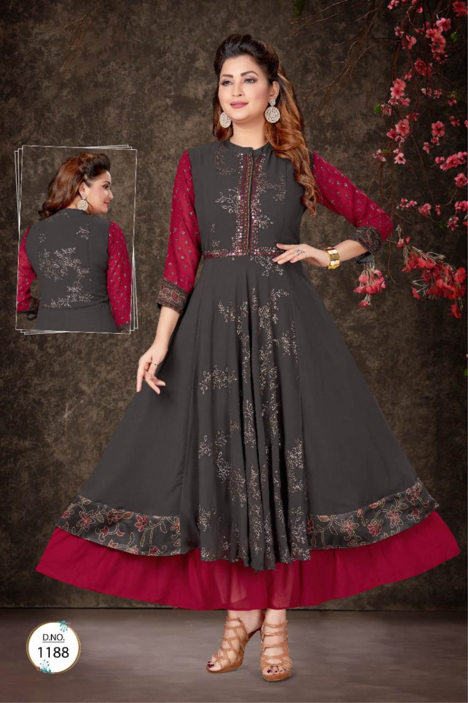 Black color designer gown for royal look – Joshindia