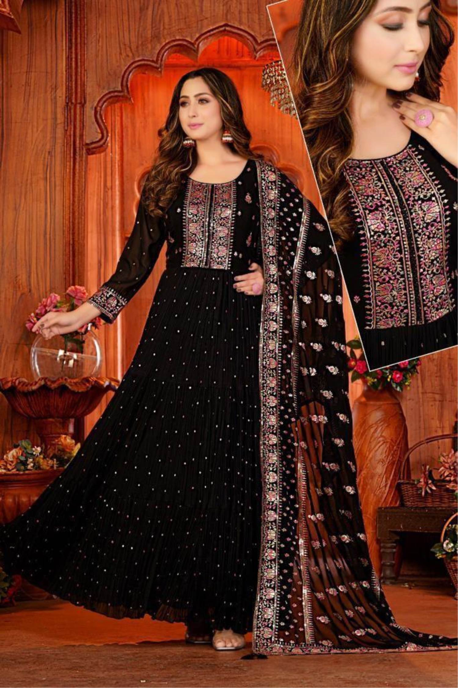 Black Color Party Wear Designer Gown :: ANOKHI FASHION