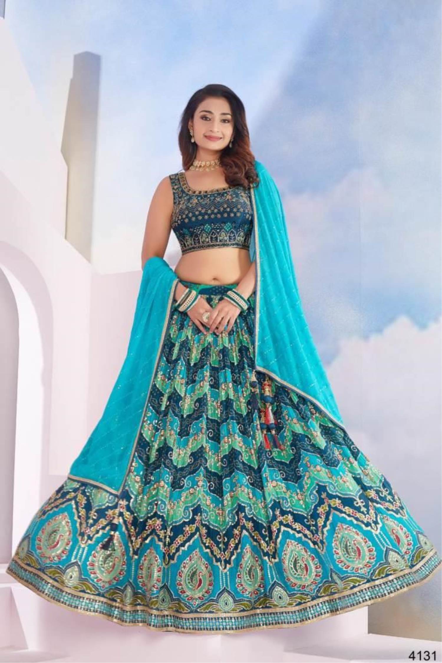 Peacock Blue Color Wedding Collection Designer Lehengha Choli :: MY ...