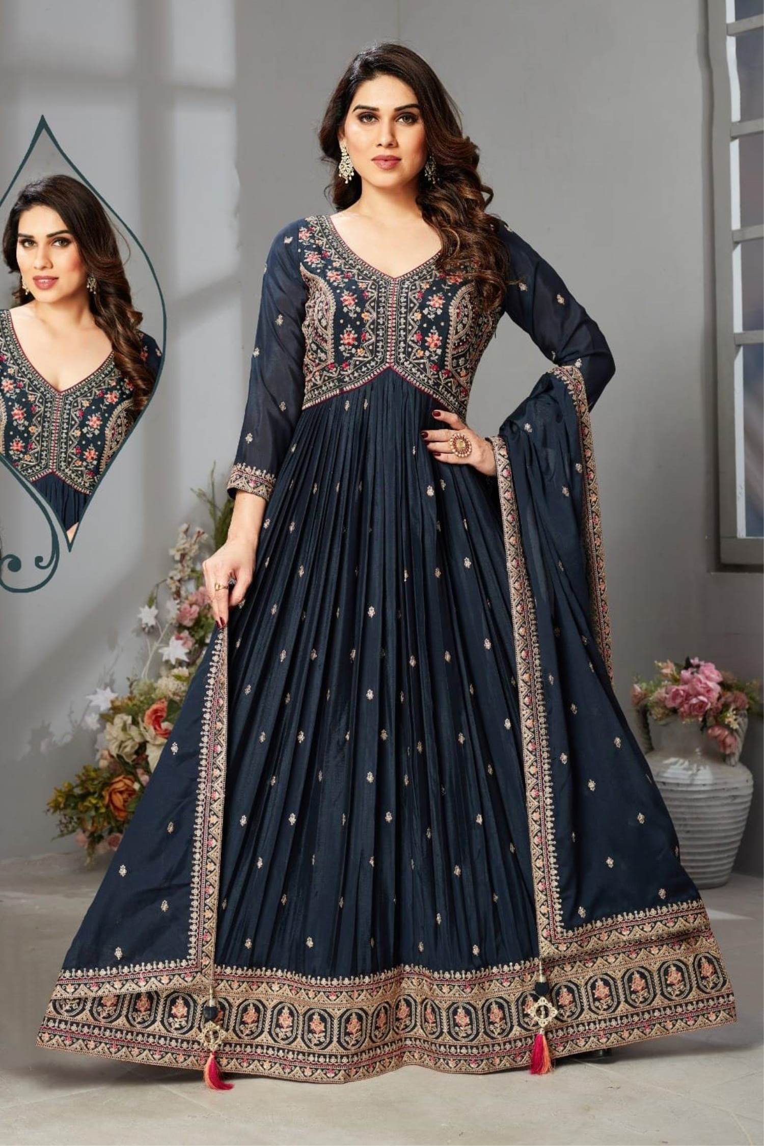 maternity dresses in blue Luxury Blue Maternity Wrap Gown, Baby shower dress XL