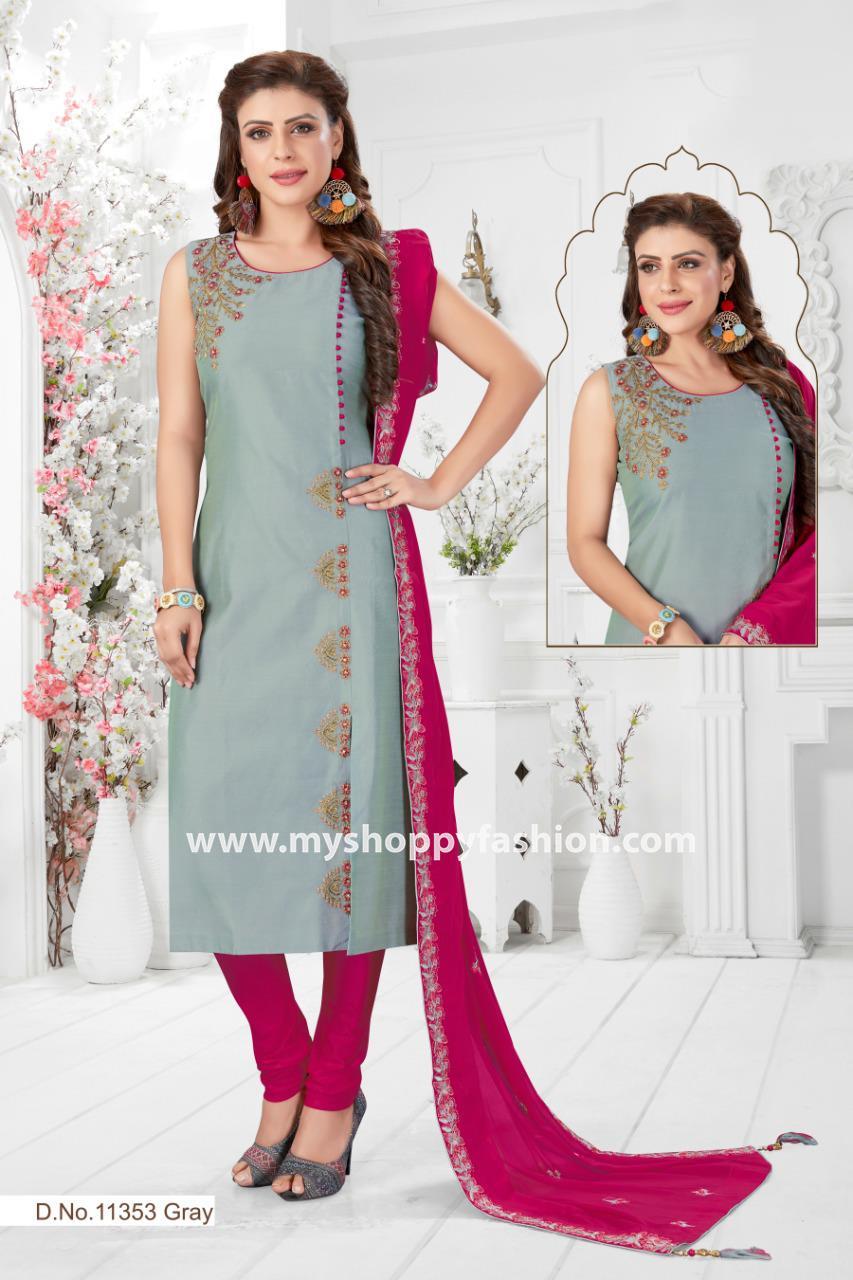 Buy Jade By Ashima Pink Grey Crepe Fish-Cut Gown at Redfynd