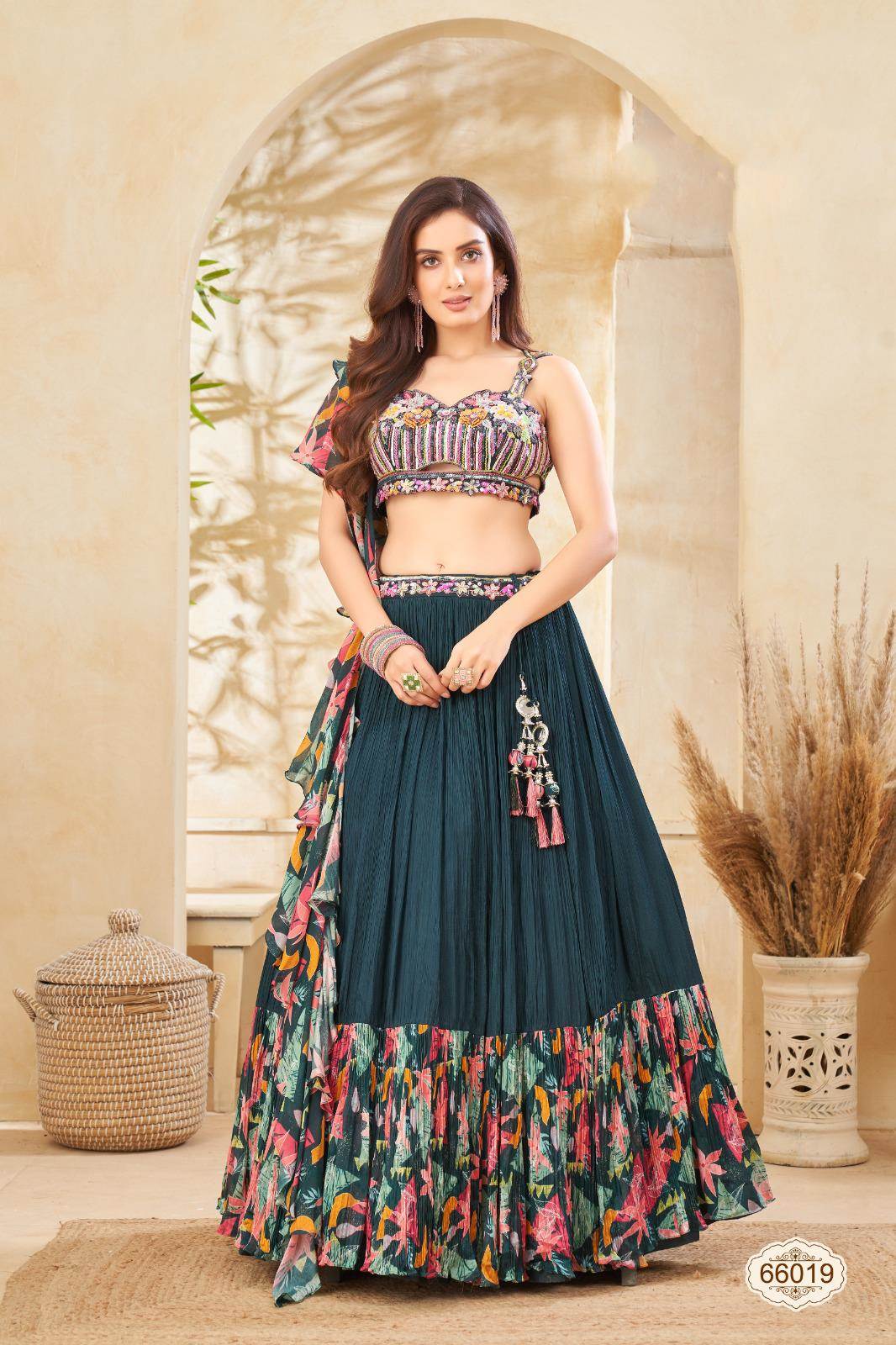 Peacock blue lehenga choli sale