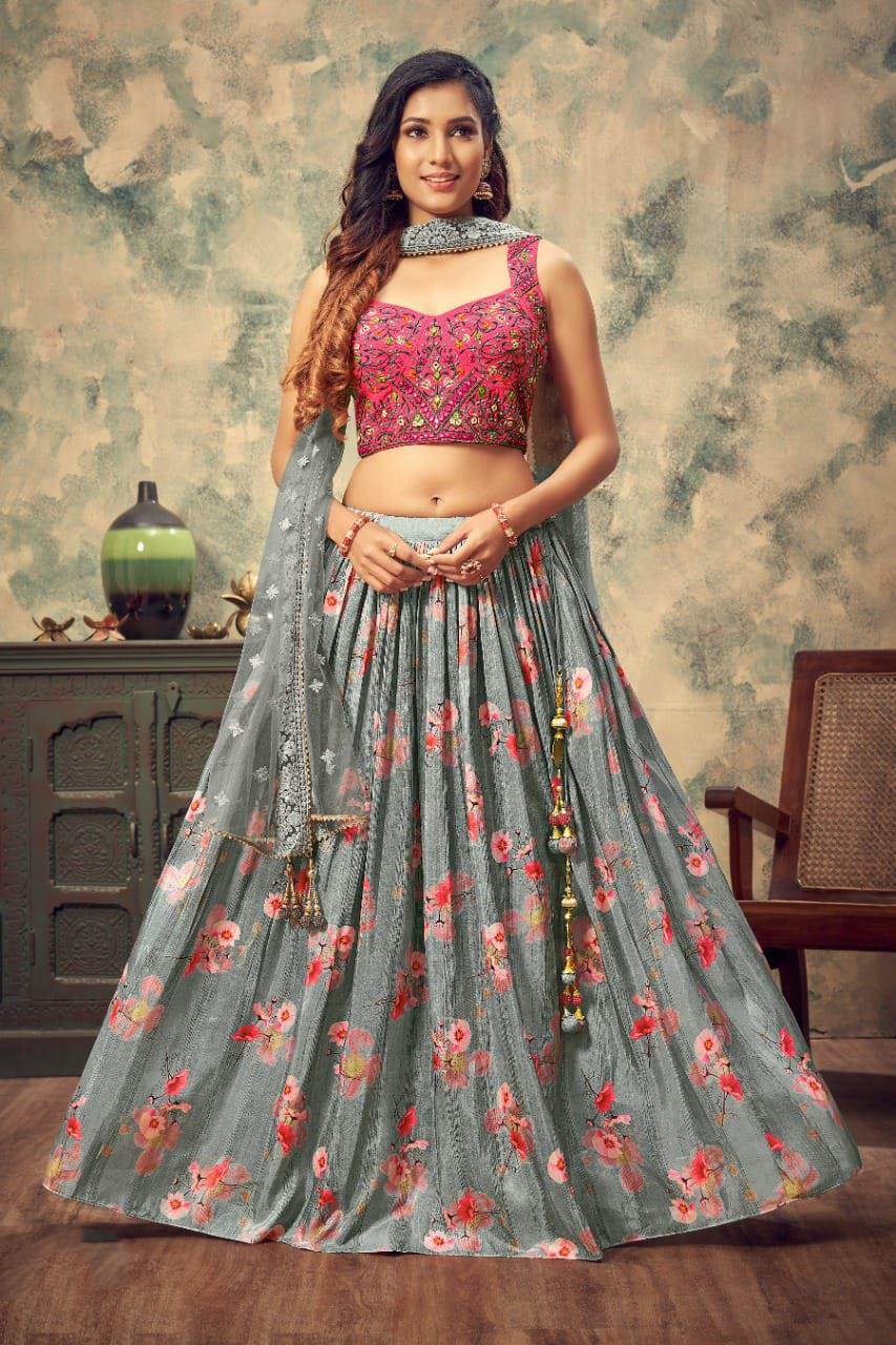 Pink and grey lehenga choli outlet