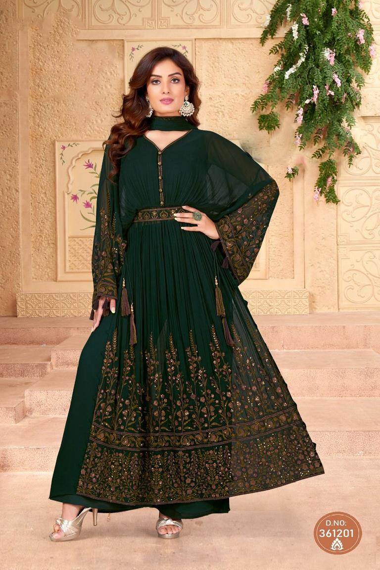 Green Color Party Wear Designer Indo-Western Plaazo Suit :: MY SHOPPY  LADIES WEAR