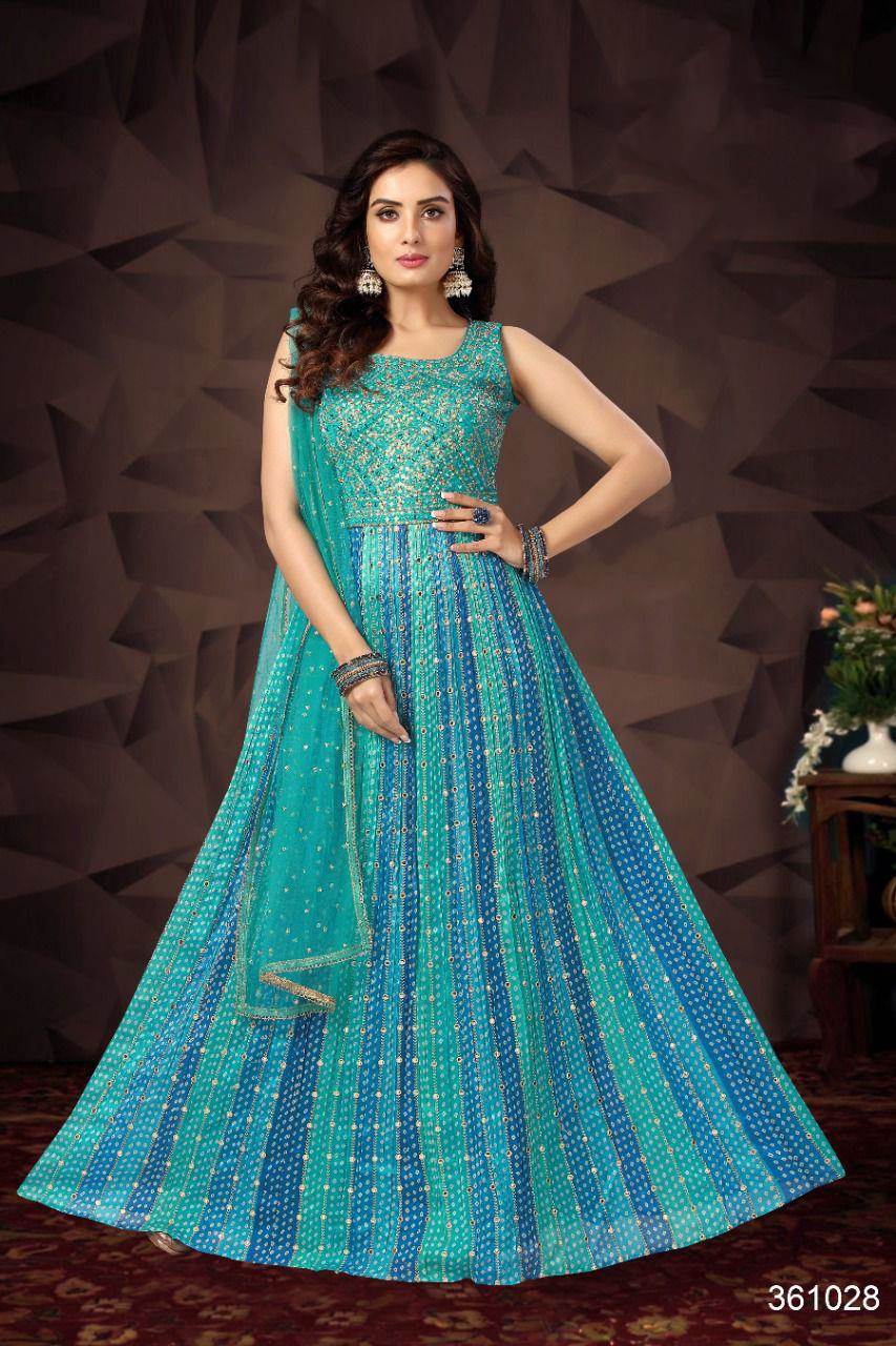 Georgette Embroidered Ladies Designer Party Wear Gown at Rs 2499.00 in Delhi