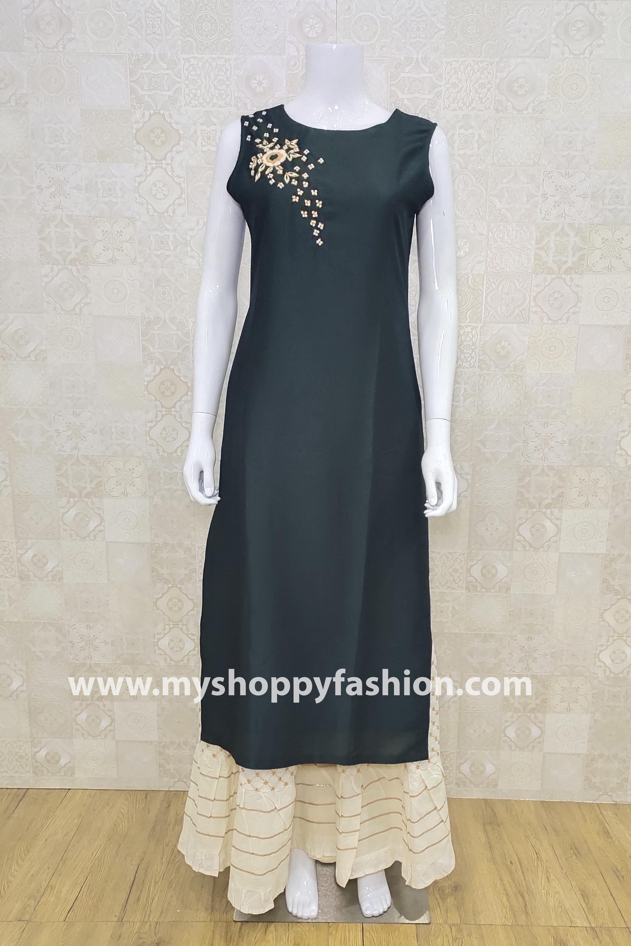 green kurti party wear