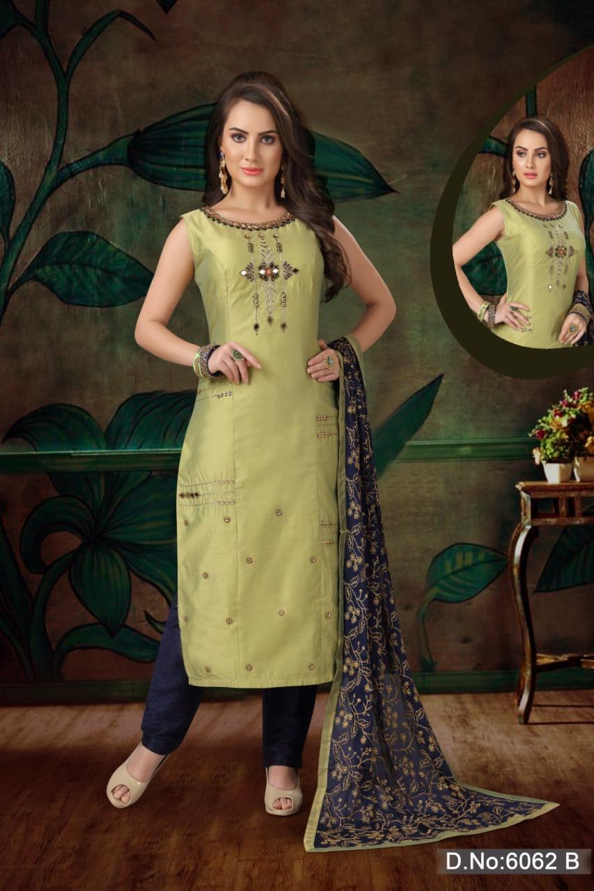 green emerald velvet dress Pista To Green Multi Color Chinon Thread And Sequence Embroidered Work Gown