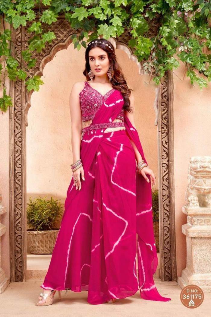 Pink Color Party Wear Designer Indo Western Plazo With Choli MY SHOPPY LADIES WEAR