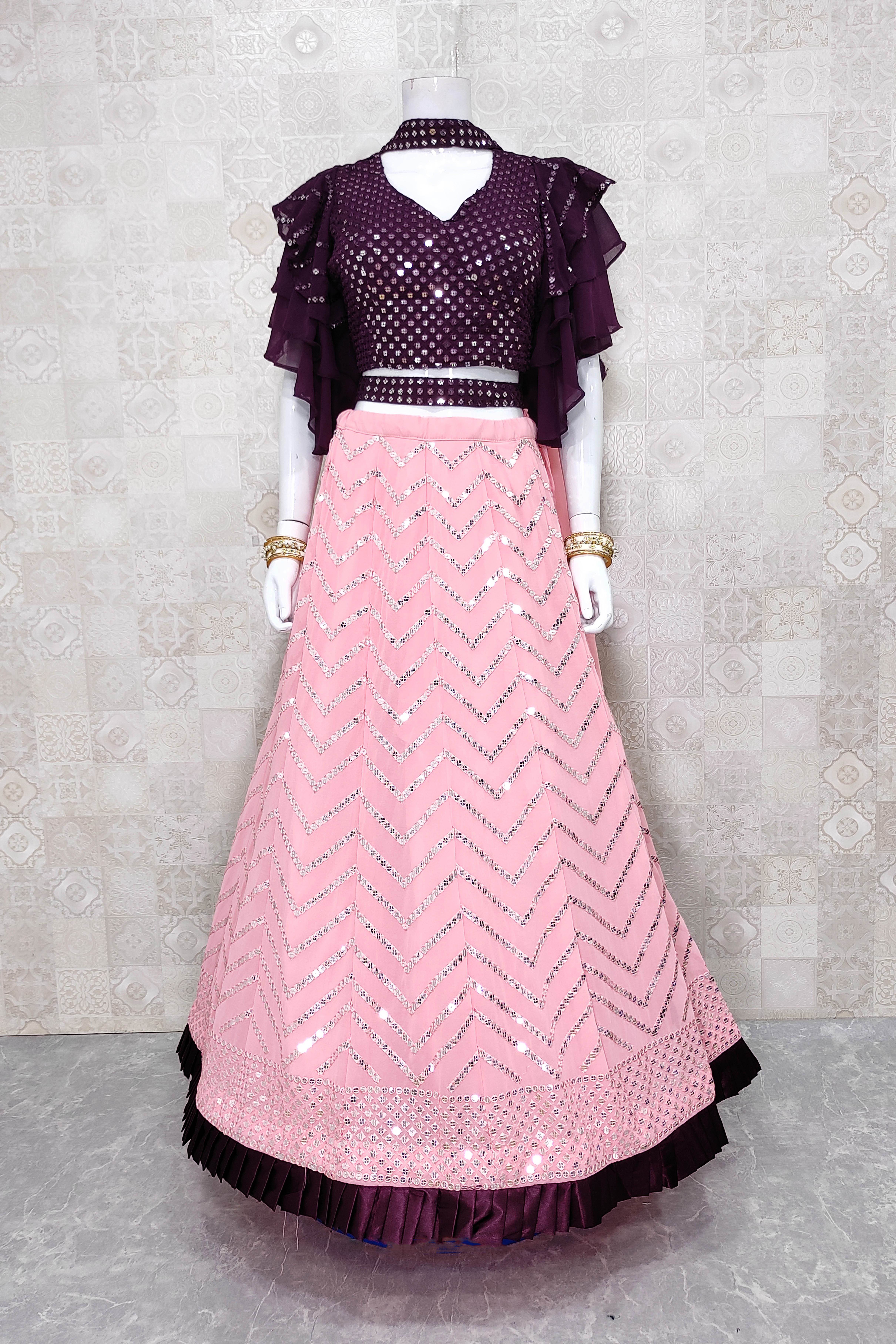 Dark Purple Color Wedding Wear Silk Semi Stitched Embroidery Anarkali –  fashionnaari