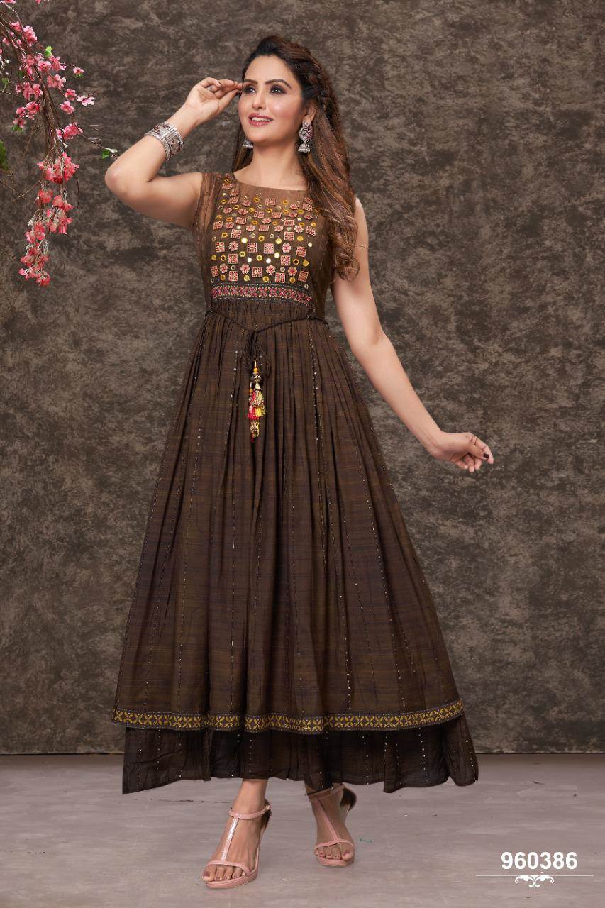 Shop Brown Party Wear Kurti Online : 91890 -