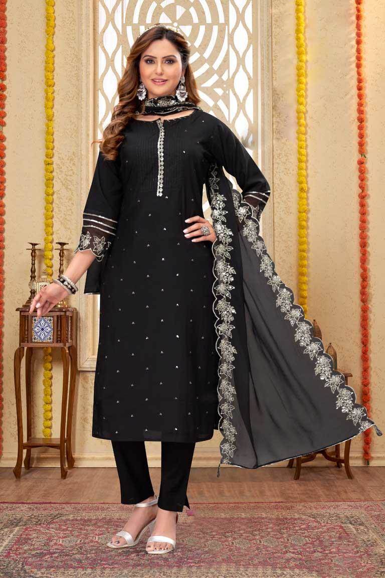Party Wear Black Net Salwar Suit Design Images | Black Suits for Party