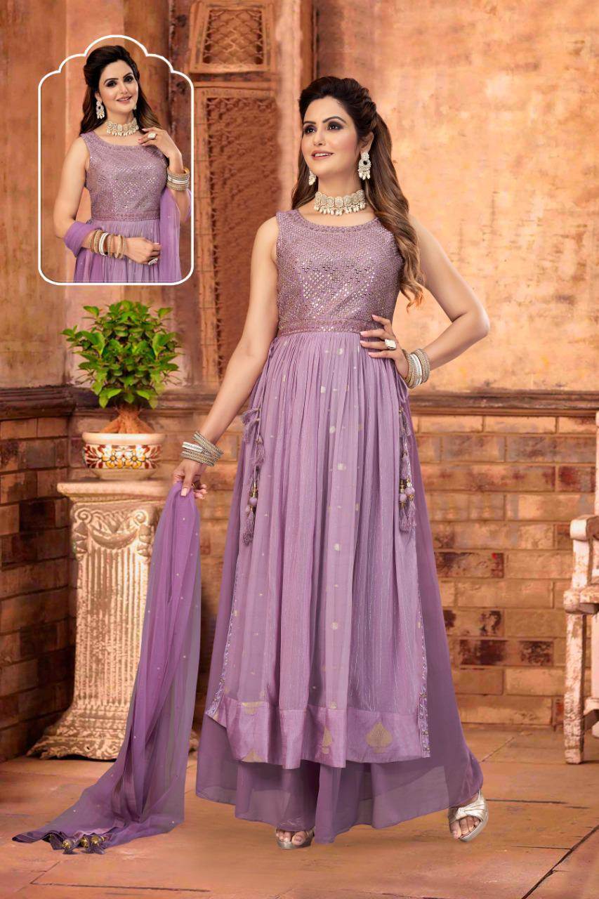 Purple Color Party wear Designer Plazo suit :: MY SHOPPY LADIES WEAR