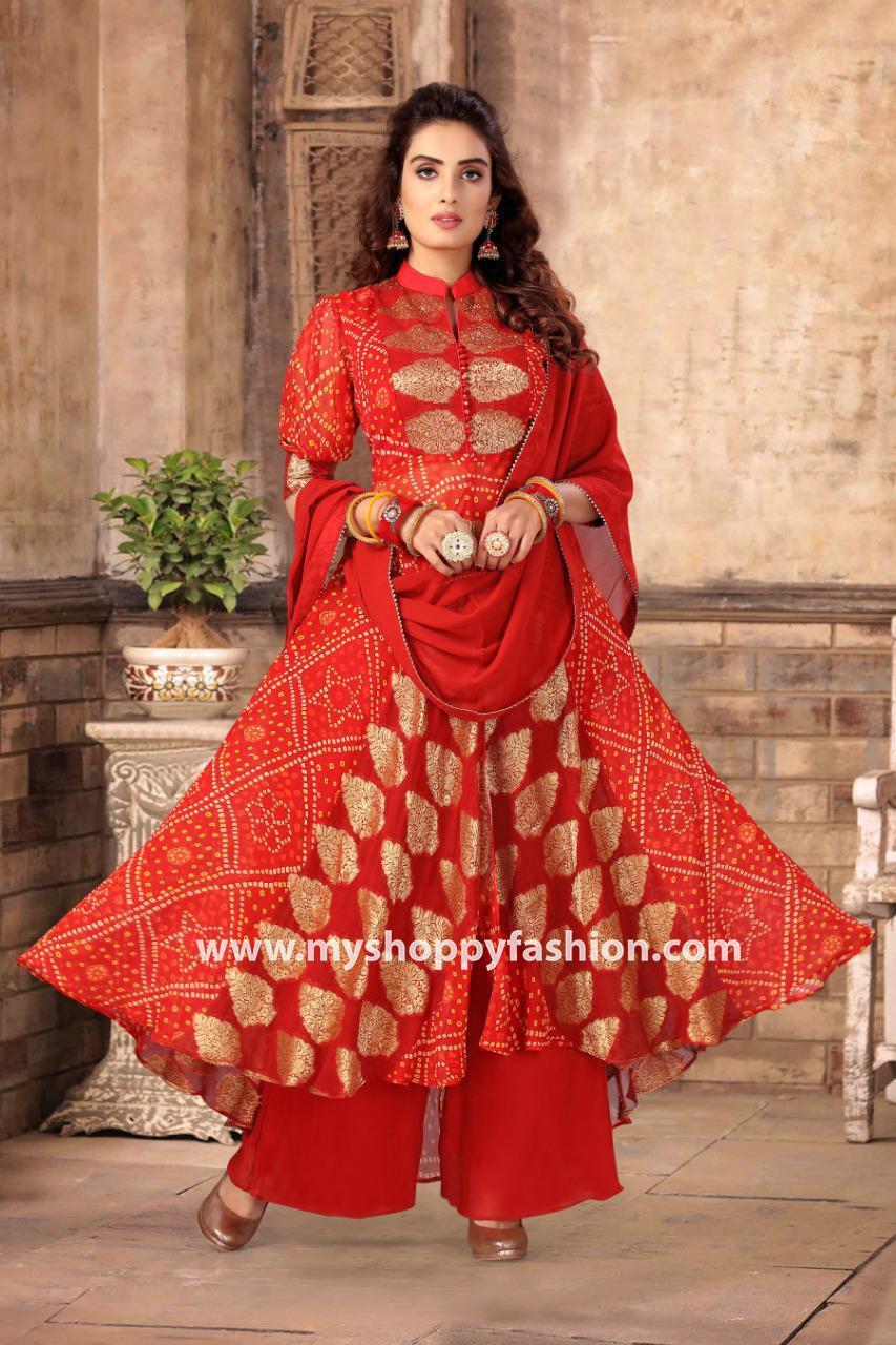 Maroon Party Wear Designer Plazo Suit - Zoharin - 3154320