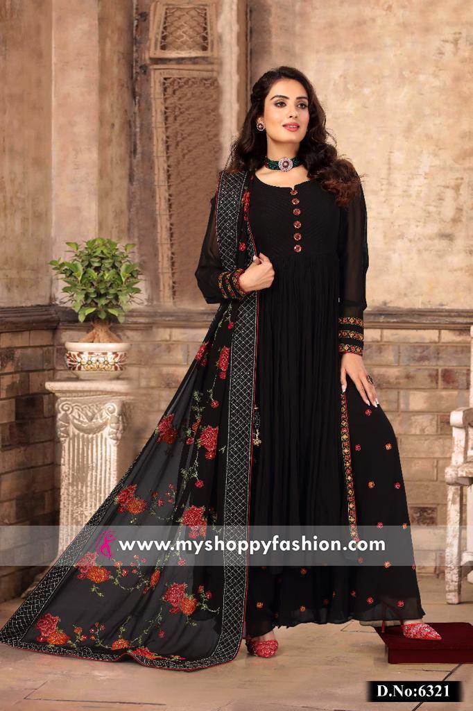 Black Kurta Plazo Set White Embroidery Work with Dupatta