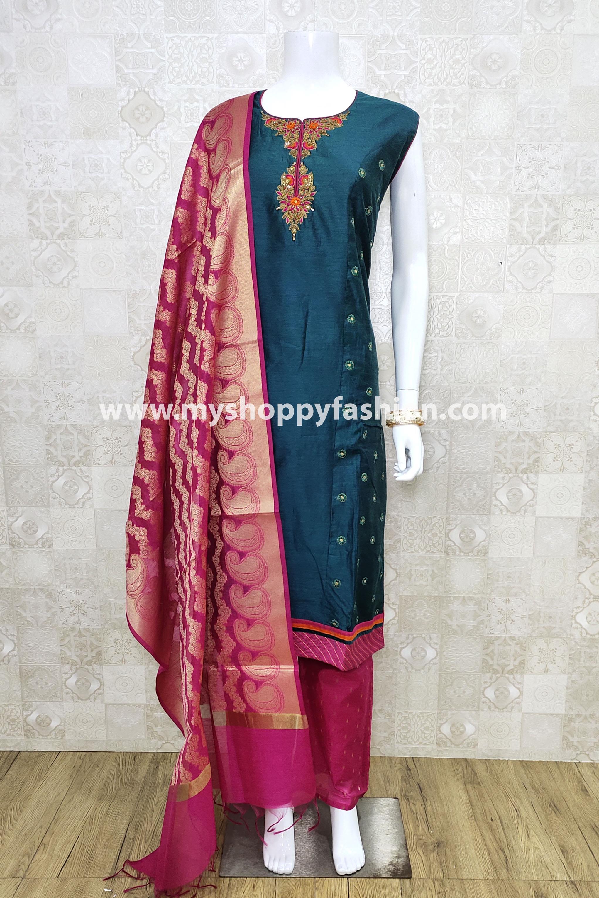 Photo of Light Green Patiala Suit with Hot Pink Dupatta | Combination  dresses, Light green dress, Dress indian style