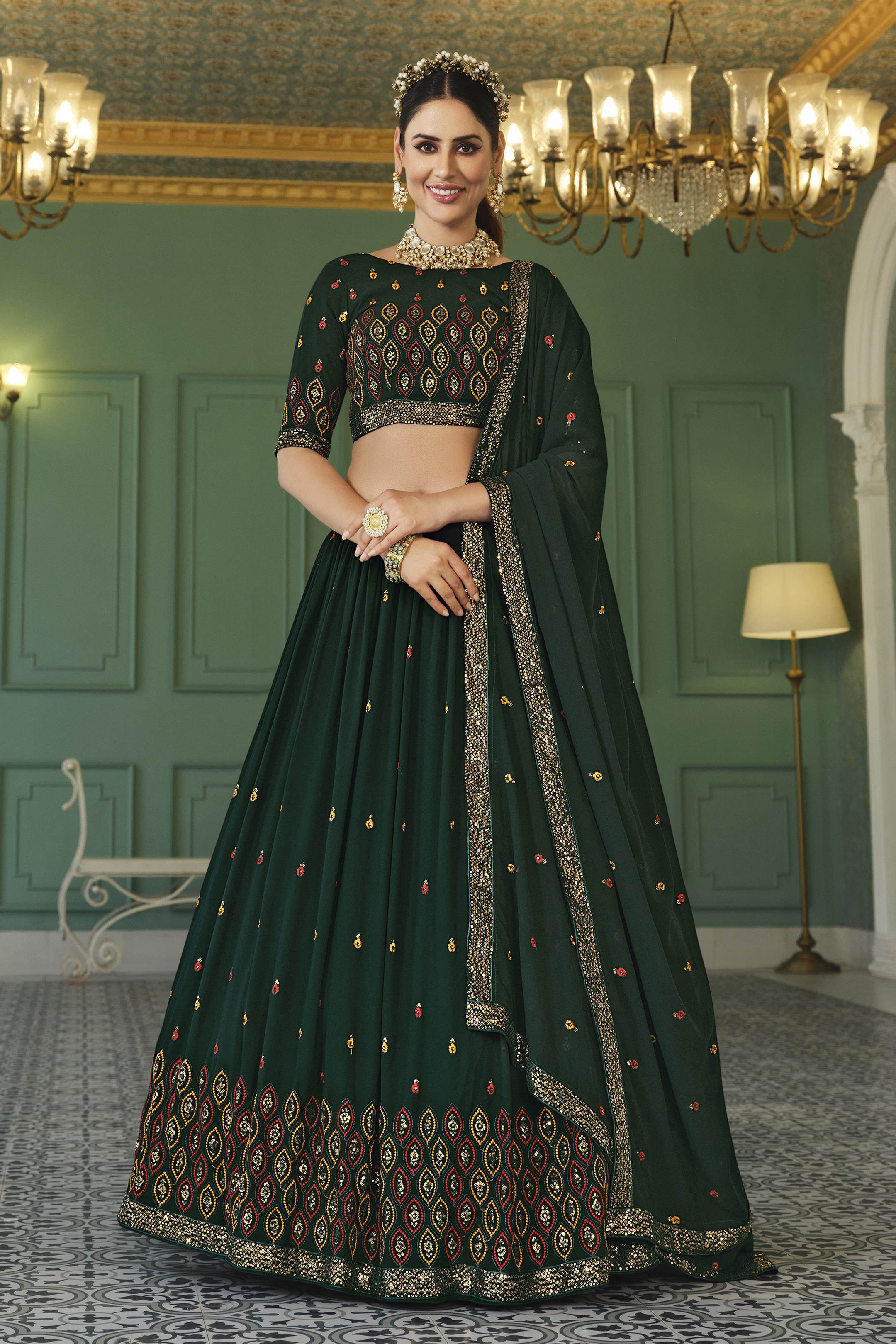 Buy JSItaliya Self Design Semi Stitched Lehenga, Choli and Dupatta Set  online | Looksgud.in