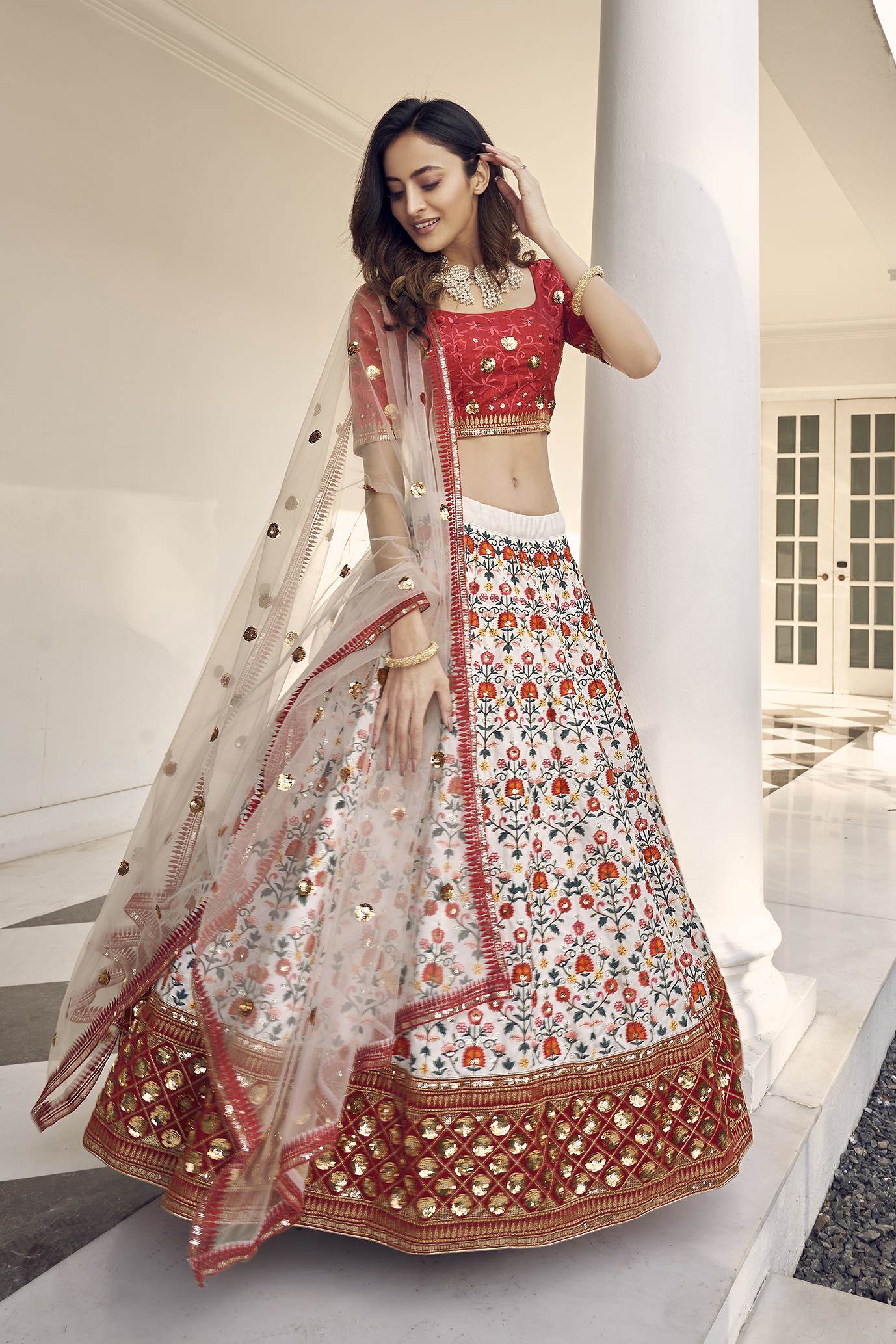 Buy red Sequins Party Wear Lehenga Online from EthnicPlus for ₹6299