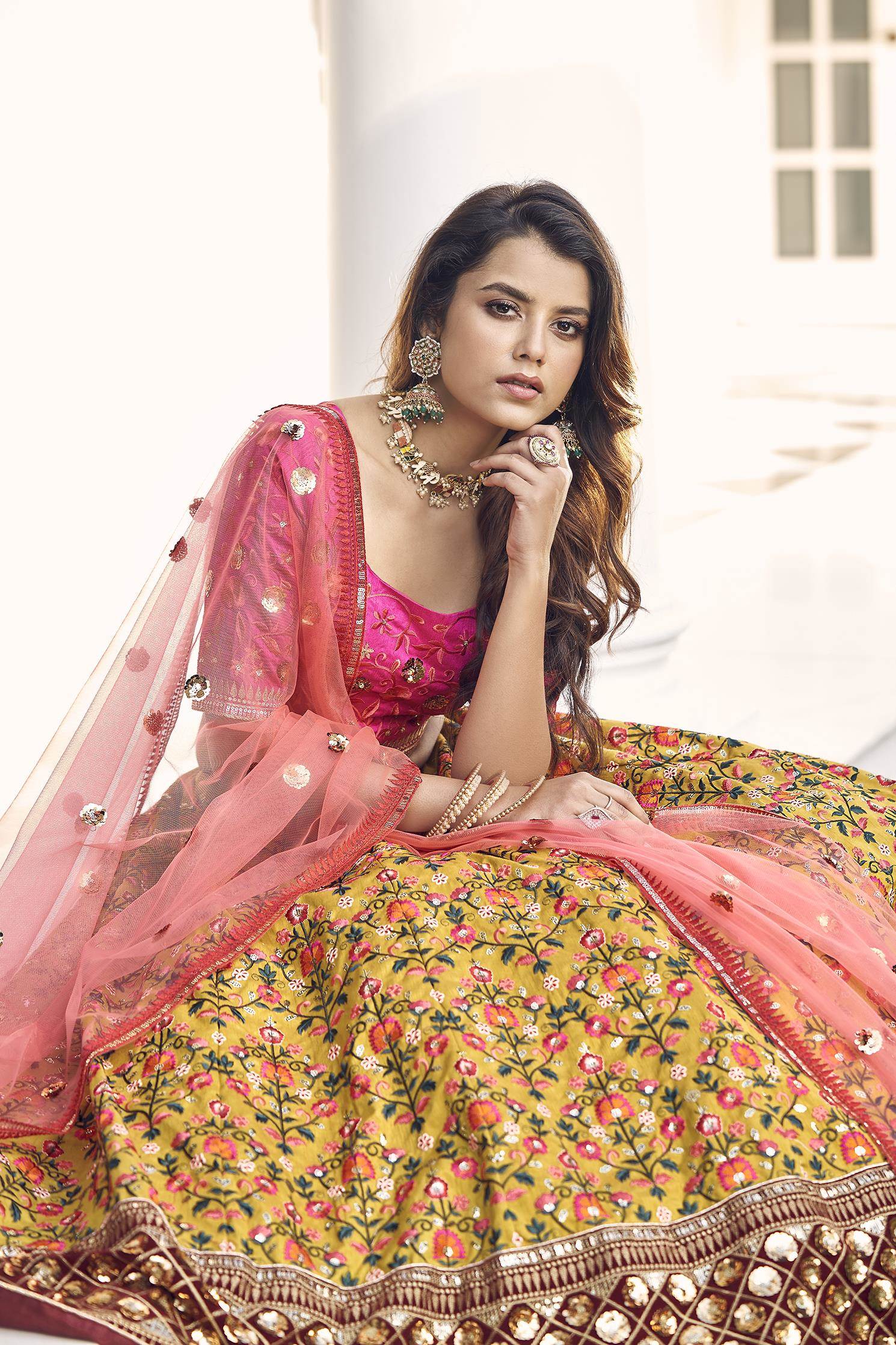 Buy Brown Georgette Bridal Wear Zarkan Work Designer Lehenga Choli Online  From Wholesalez.