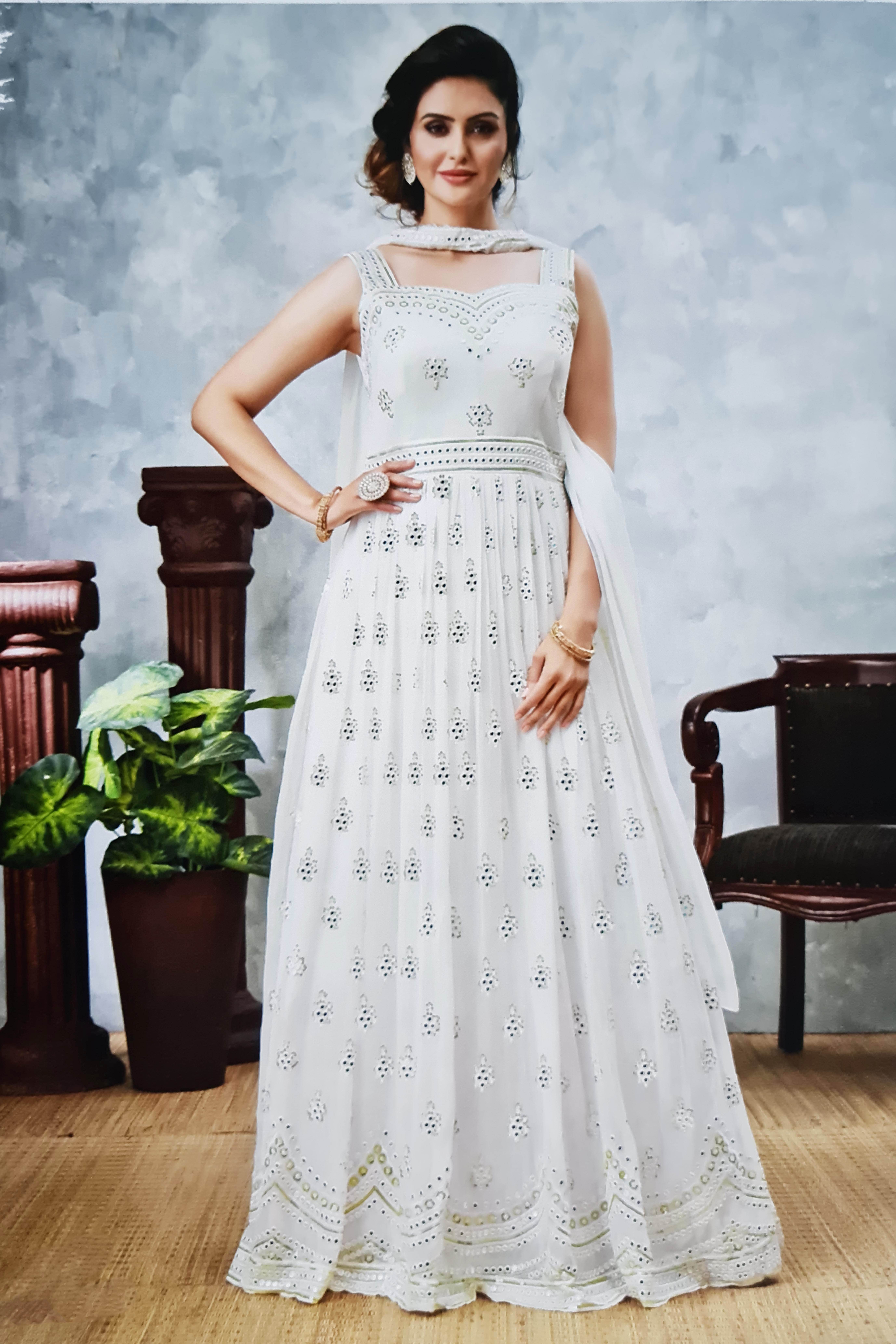 White Colour Net Material Gown at Rs 5500 in Hyderabad | ID: 20206364073