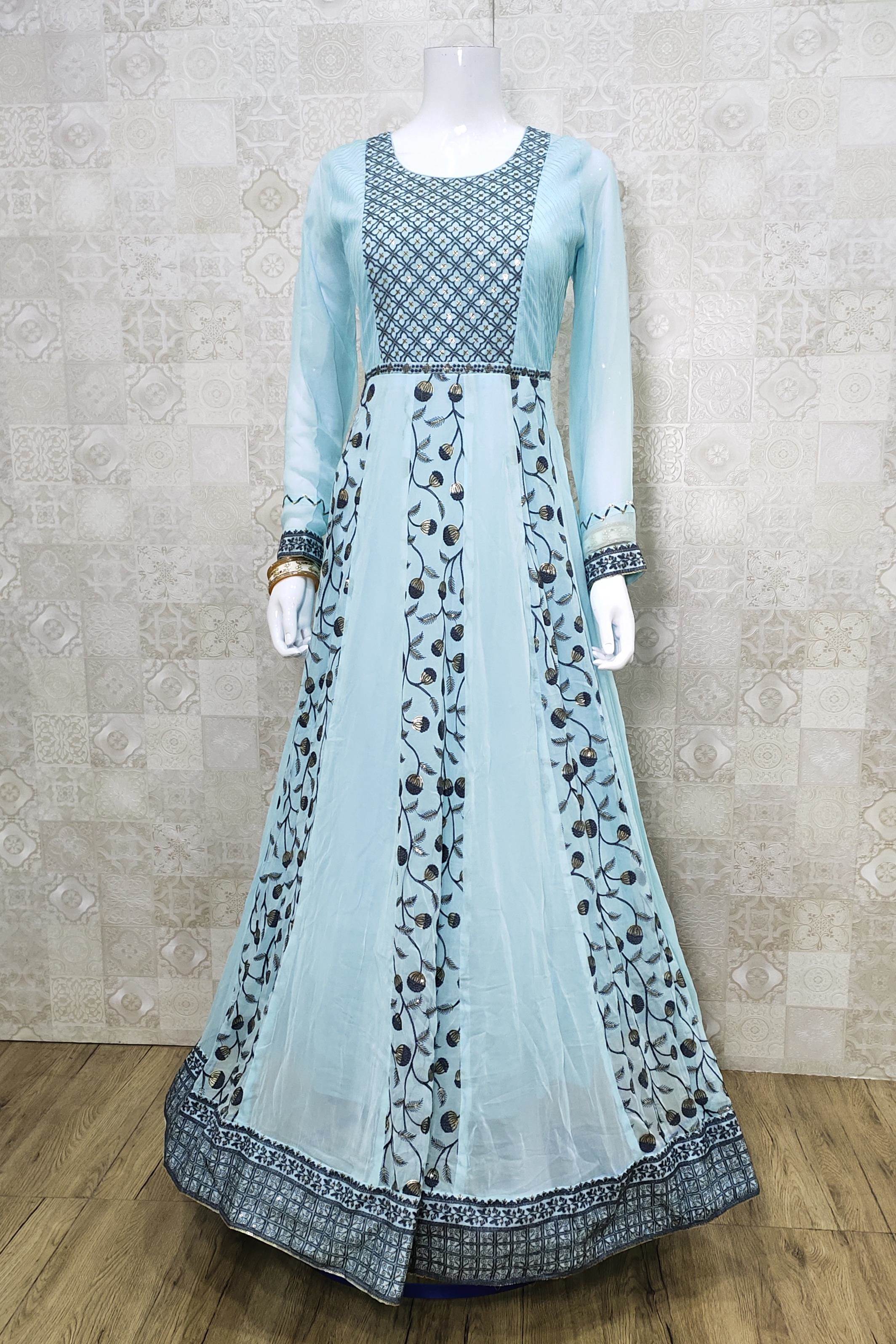 sky blue party wear gown