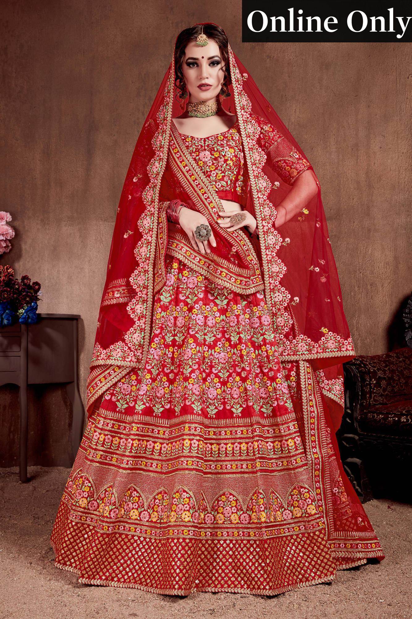 dulhan lehenga design red colour