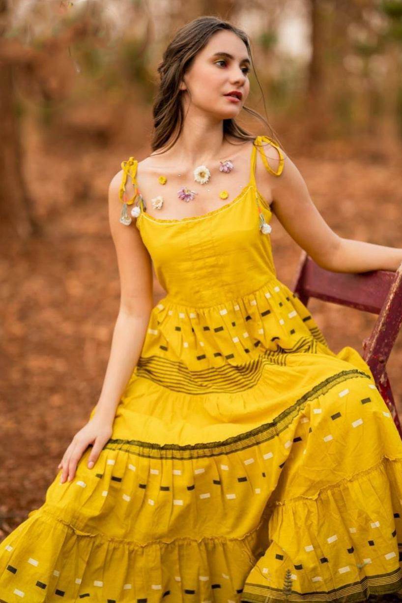 Yellow Neck Tulle Lvory Prom Dresses Tea Length Evening Dresses TP1129 –  Tirdress