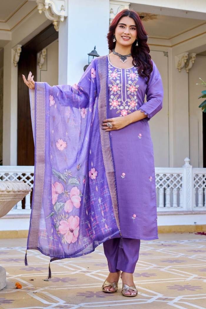 Purple Color Party Wear Designer Kurti Set