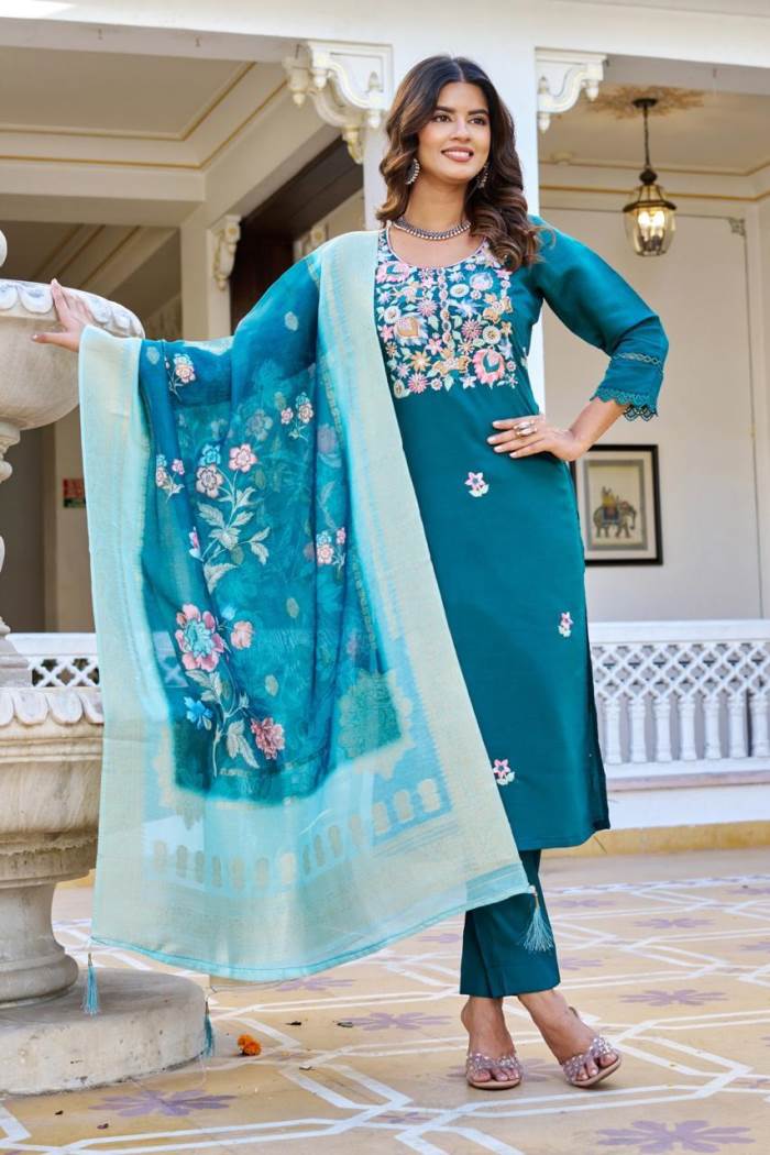 Rama Color Party Wear Designer Kurti Set