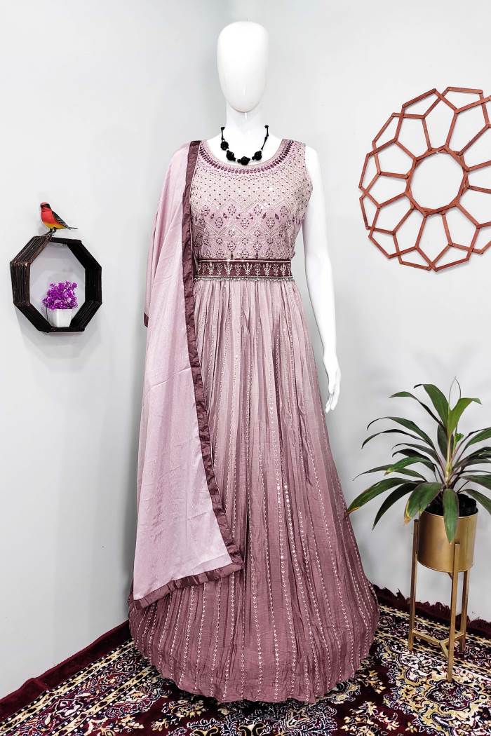 Onion color Party Wear Designer Gown