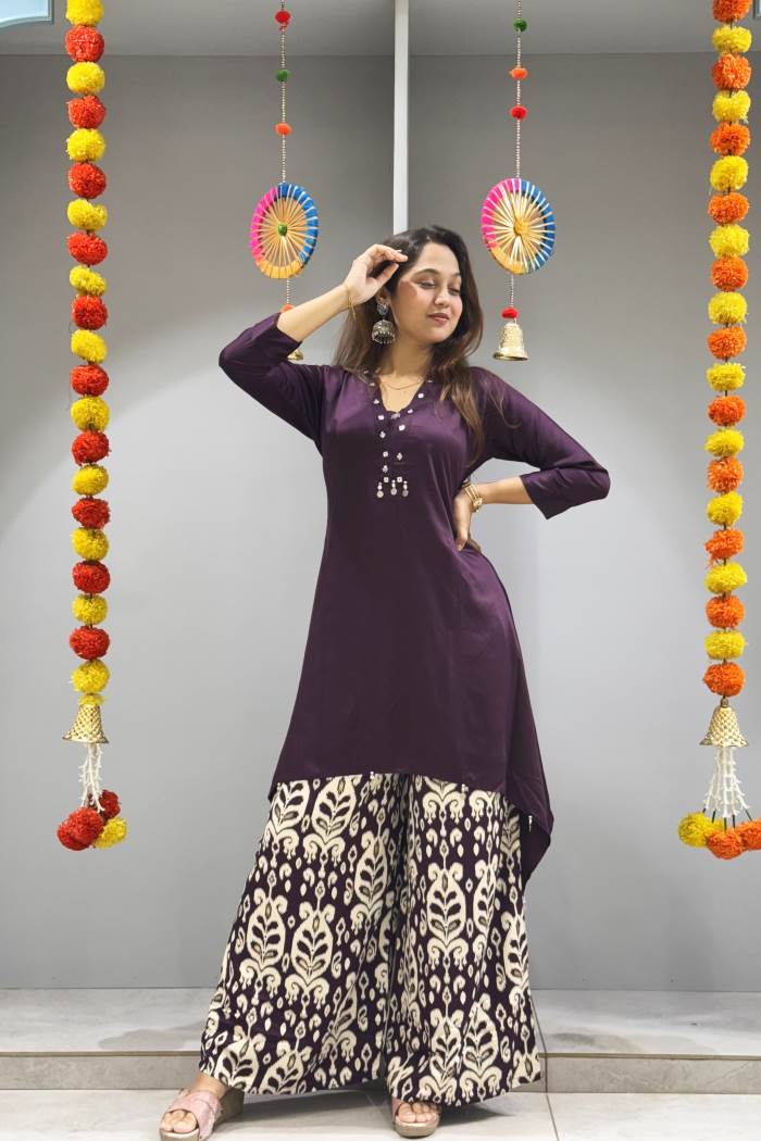 Wine color Festival look CO-ORD set