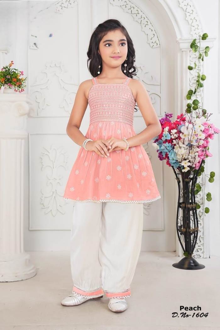 Peach & white color Summer wear Suit