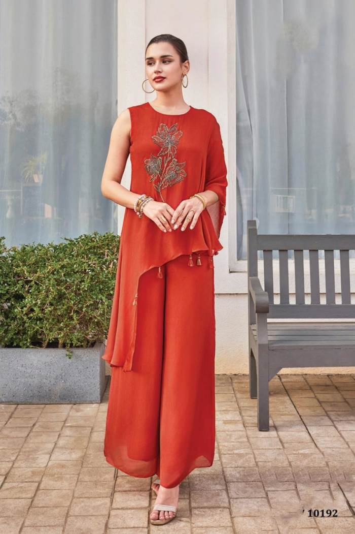 Rust color Designer Wear indo-western Suit