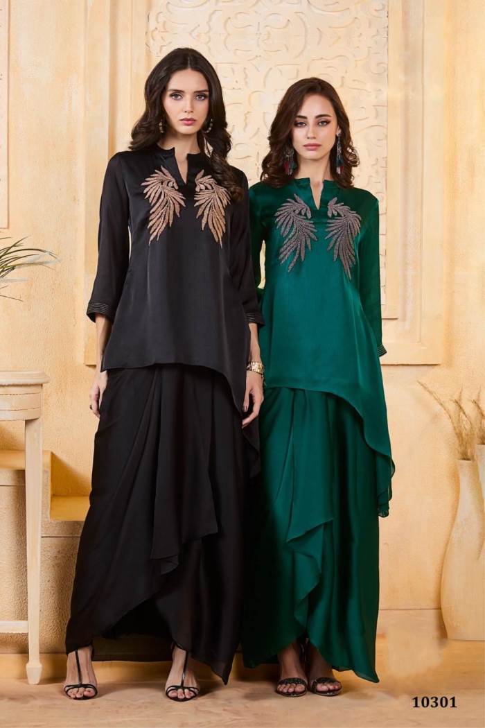 Green color Designer Wear indo-western Suit