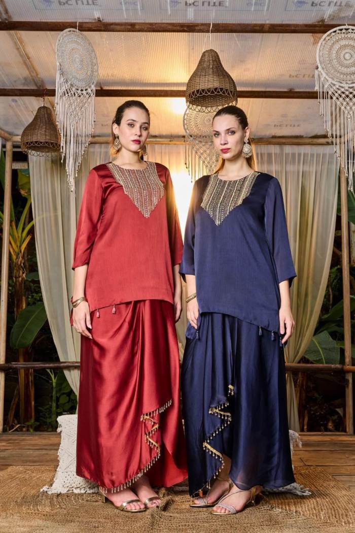 Rust Color Party Wear Designer Indo-Western Suit